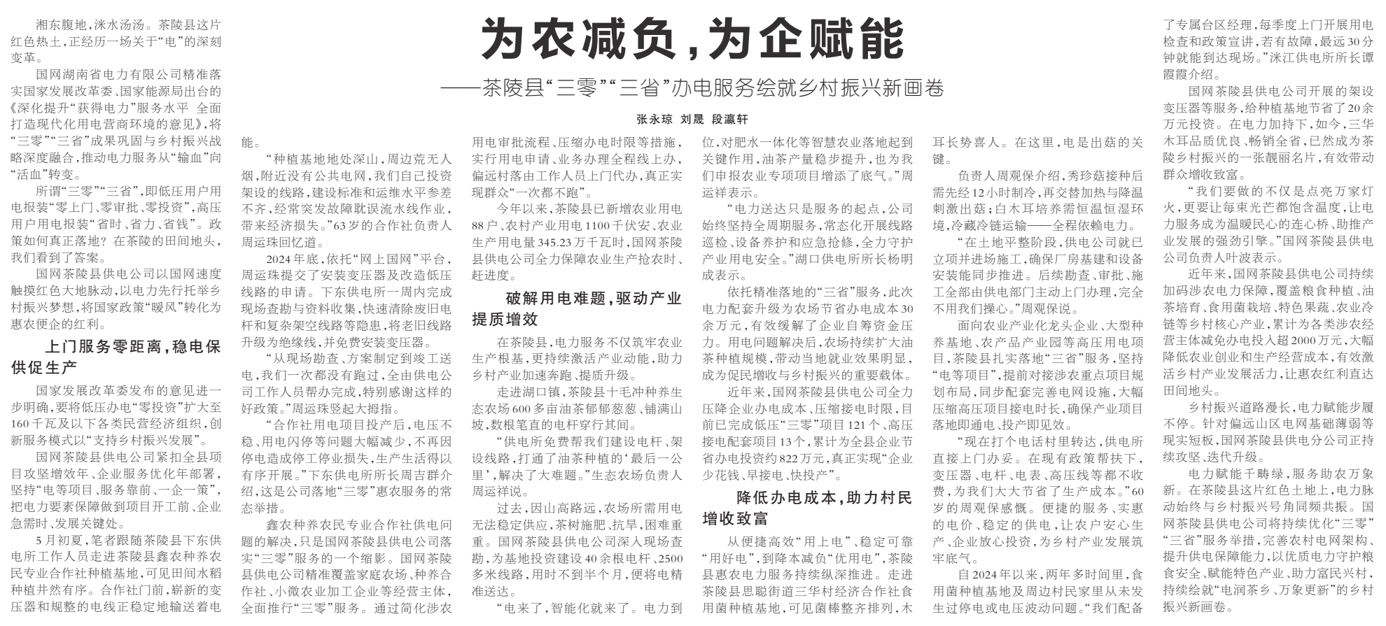 《为农减负，为企赋能》湖南日报版面裁图